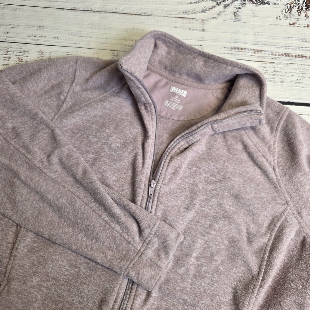 Duluth Trading Jacket Womens 1X Heather Lilac Frost Lake Full Zip Fleece Sweater